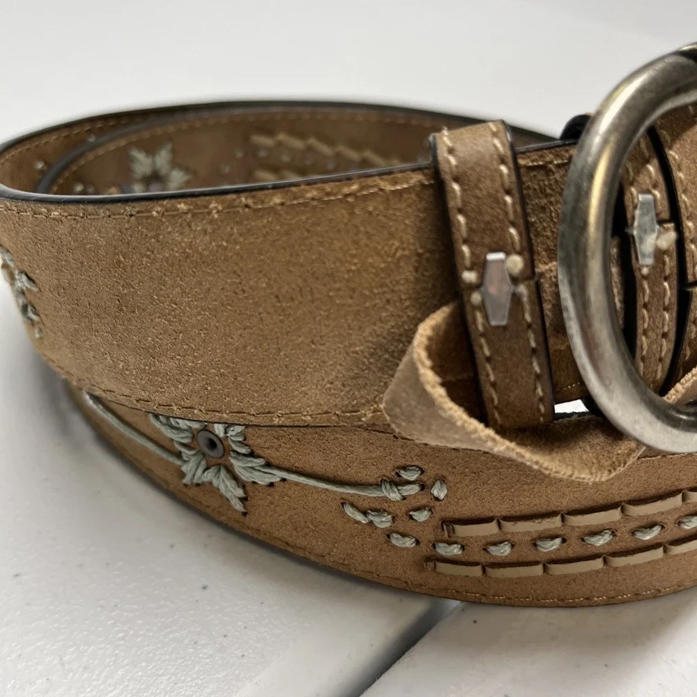 Ropers Belt Brown Leather Southwestern Stiched Size XXL 42-45 Cowboy Western